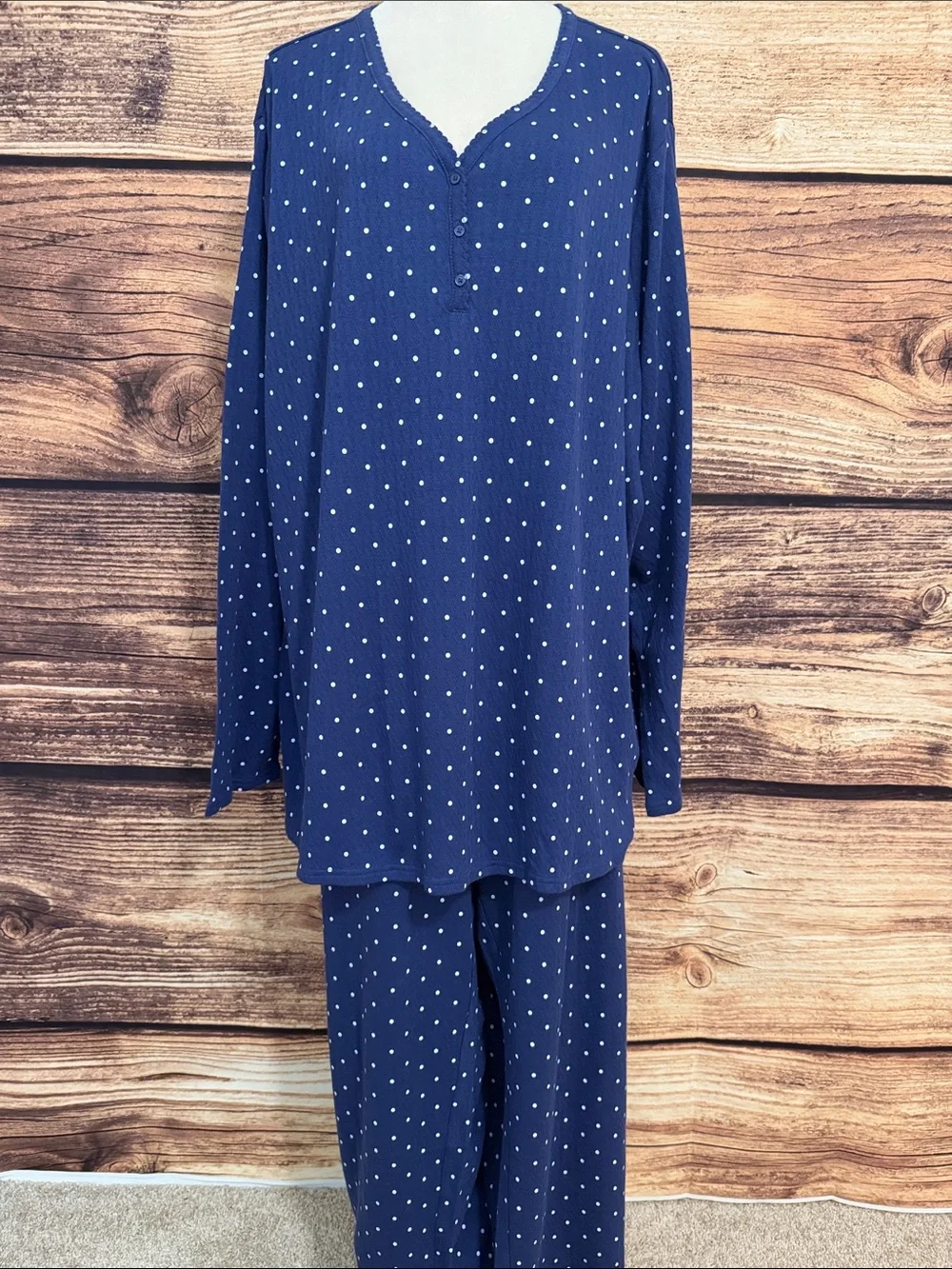 croft & barrow Navy and White Polka Dot Two-Piece Pajama Set
